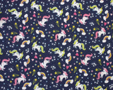 Polycotton Unicorns, Rainbows & Stars on Navy