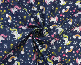 Polycotton Unicorns, Rainbows & Stars on Navy