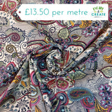 Cotton Lawn (Pima) Multi Coloured Paisley