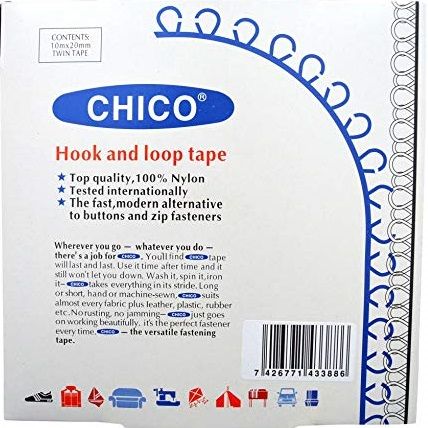 Hook & Loop Tape - Stick & Sew 20mm wide White by Chico