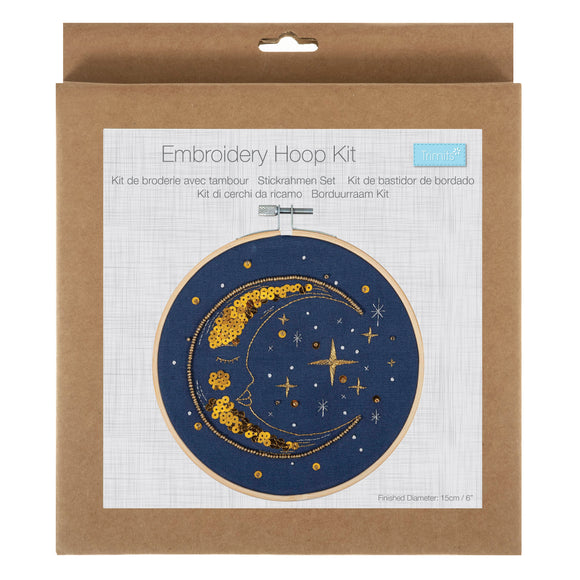 Embroidery Kit with Hoop - Moon