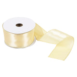 Ribbon 63mm Wire Edged Single Faced Satin in Light Gold (25m full reel)