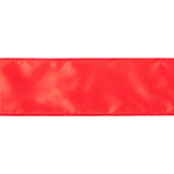 Ribbon 63mm Wire Edged Single Faced Satin in Red (25m full reel)