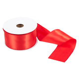 Ribbon 63mm Wire Edged Single Faced Satin in Red (25m full reel)