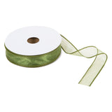 Ribbon 25mm Wire Edged Organza in Green