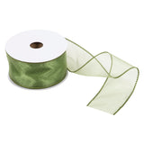 Ribbon 63mm Wire Edged Organza in Green (25m full reel)