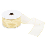 Ribbon 63mm Wire Edged Organza in Light Gold (25m full reel)
