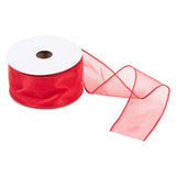 Ribbon 63mm Wire Edged Organza in Red (25m full reel)