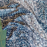 Viscose Checkerboard Floral in Blues