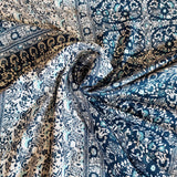 Viscose Checkerboard Floral in Blues