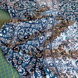 Viscose Checkerboard Floral in Blues