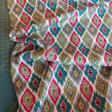 Viscose Indian Diamonds Teal/Lime/Red