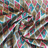 Viscose Indian Diamonds Teal/Lime/Red