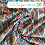Viscose Indian Diamonds Teal/Lime/Red