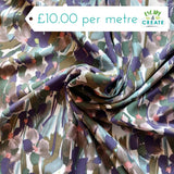Viscose Irises in Dark Green/Khaki/Purple