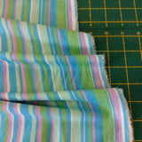 Viscose Blend Greens & Blue Stripe (Deadstock)