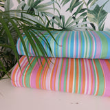 Viscose Blend Pinks & Green Stripe (Deadstock)