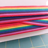 Webbing Tape 40mm (Cotton/Acrylic) in Rainbow Stripe
