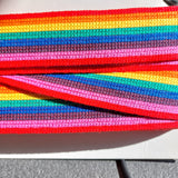Webbing Tape 40mm (Cotton/Acrylic) in Rainbow Stripe