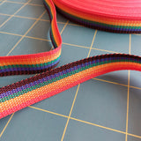 Webbing Tape 25mm (Polypropylene) in Rainbow Stripe
