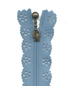 Zip Lace Exposed 20cm in Light Blue