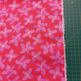 Cotton Lawn (Pima) Lavender Flower on Coral