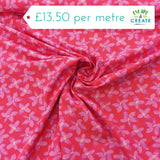 Cotton Lawn (Pima) Lavender Flower on Coral