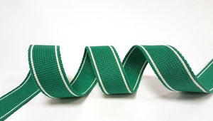 Webbing Tape 30mm (Cotton/Acrylic) in Lincoln Green Stripe