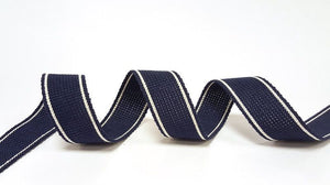 Webbing Tape 30mm (Cotton/Acrylic) in Navy Stripe