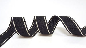 Webbing Tape 30mm (Cotton/Acrylic) in Black Stripe