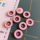 Button 12mm Round, Ridged Edge in Pink