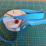 Bias Binding 30mm Blue with White Polka Dots