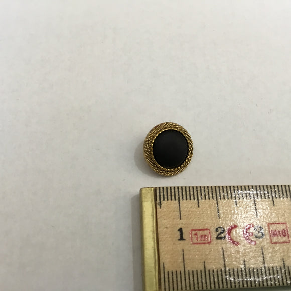 Button 15mm Round  Ornate Gold Rim with Black centre