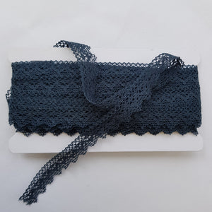 Lace: 23mm: Flat in Denim Blue (Cotton)