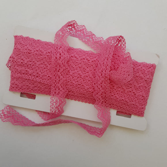 Lace: 23mm: Flat in Pink (Cotton)