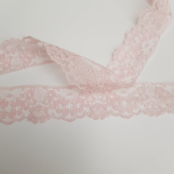 Lace: 30mm: Scalloped Edge in Baby Pink (Nylon)