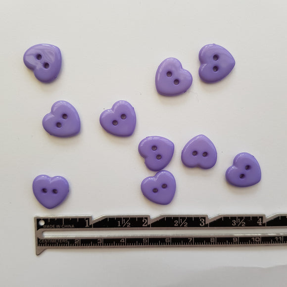 Button 15mm Heart Shaped in Lilac