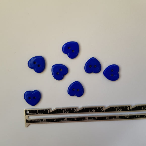 Button 15mm Heart Shaped in Royal Blue