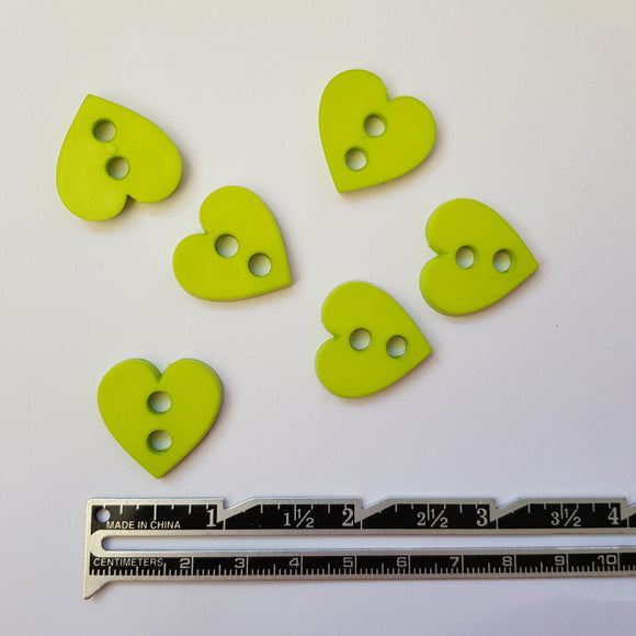 Button 23mm Heart Shaped in Lime Green