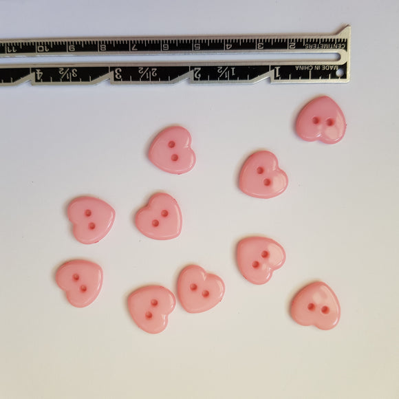 Button 15mm Heart Shaped in Pale Pink