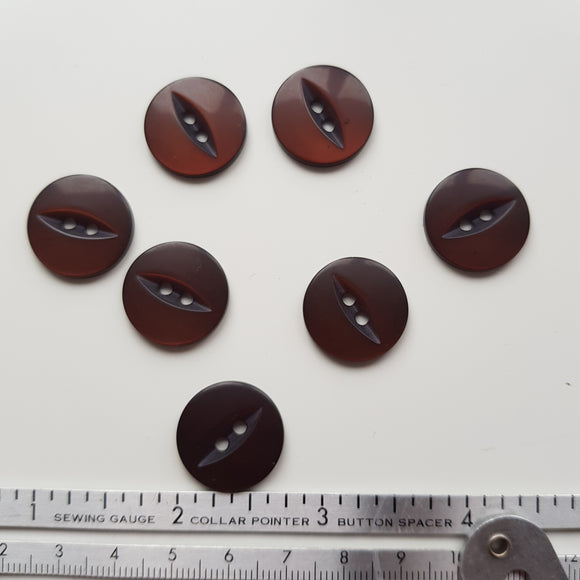 Button 19mm Round, Fish Eye in Brown (B)