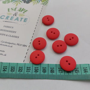 Button 20mm Round, Double Dome in Red