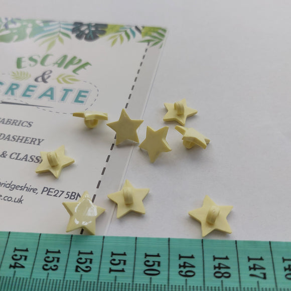 Button 15mm Star, in Pale Yellow