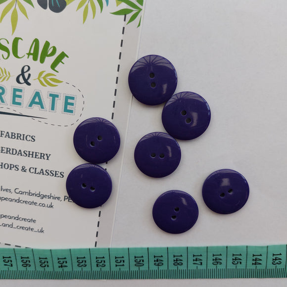 Button 22mm Round, Double Dome in Dark Purple