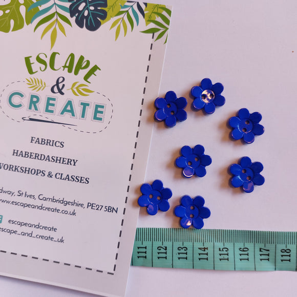 Button 17mm Novelty Flower in Royal Blue