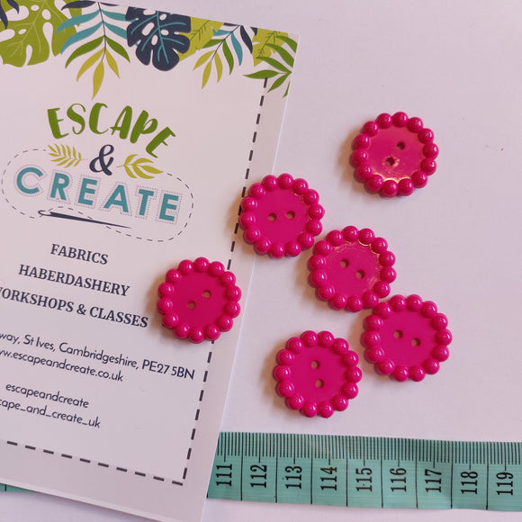 Button 25mm Novelty Flower in Cerise Pink