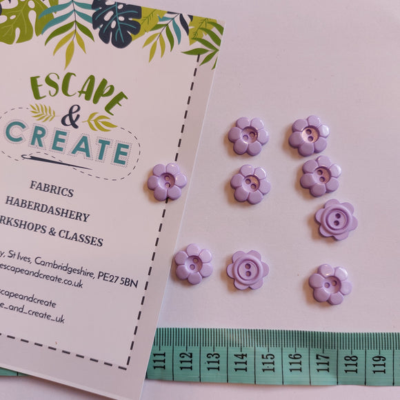 Button 15mm Novelty Flower in Lilac