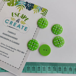 Button 23mm Round, Dotty Fine Style in Green