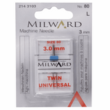 Machine Needles - Twin Universal 80/12 3.0mm (pack of 1) by Milward