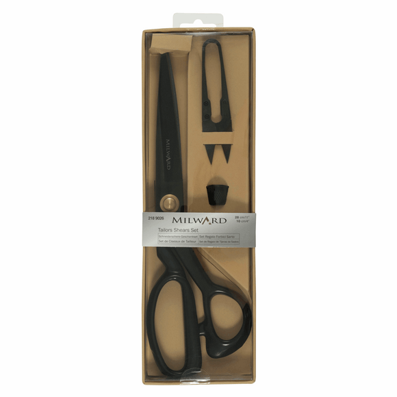 Scissors Gift Set 28cm Tailors Shears, Snips and Thimble in Black